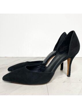 Vince D’Orsay Pointy Toe Black Suede Pump 7 1/2 M